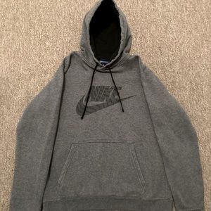 Nike Men's Logo Gray Hooded Sweatshirt